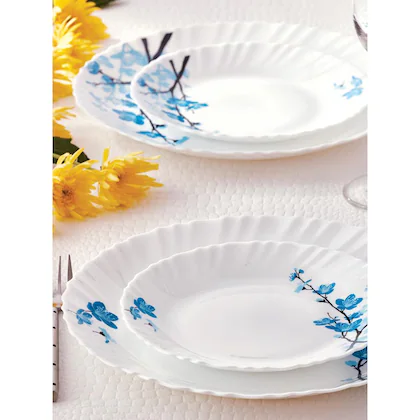 Larah by Borosil Opal Glass Mimosa 12 Piece Dinner Set - Image 2