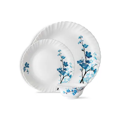 Larah by Borosil Opal Glass Mimosa 12 Piece Dinner Set - Image 3