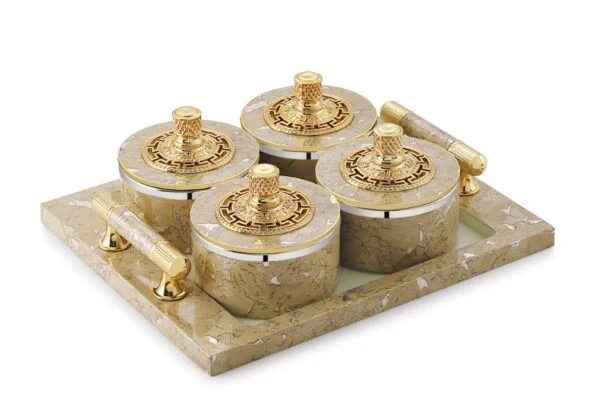 Liza Jupiter 4 Piece Dryfruit Jar With Tray Set