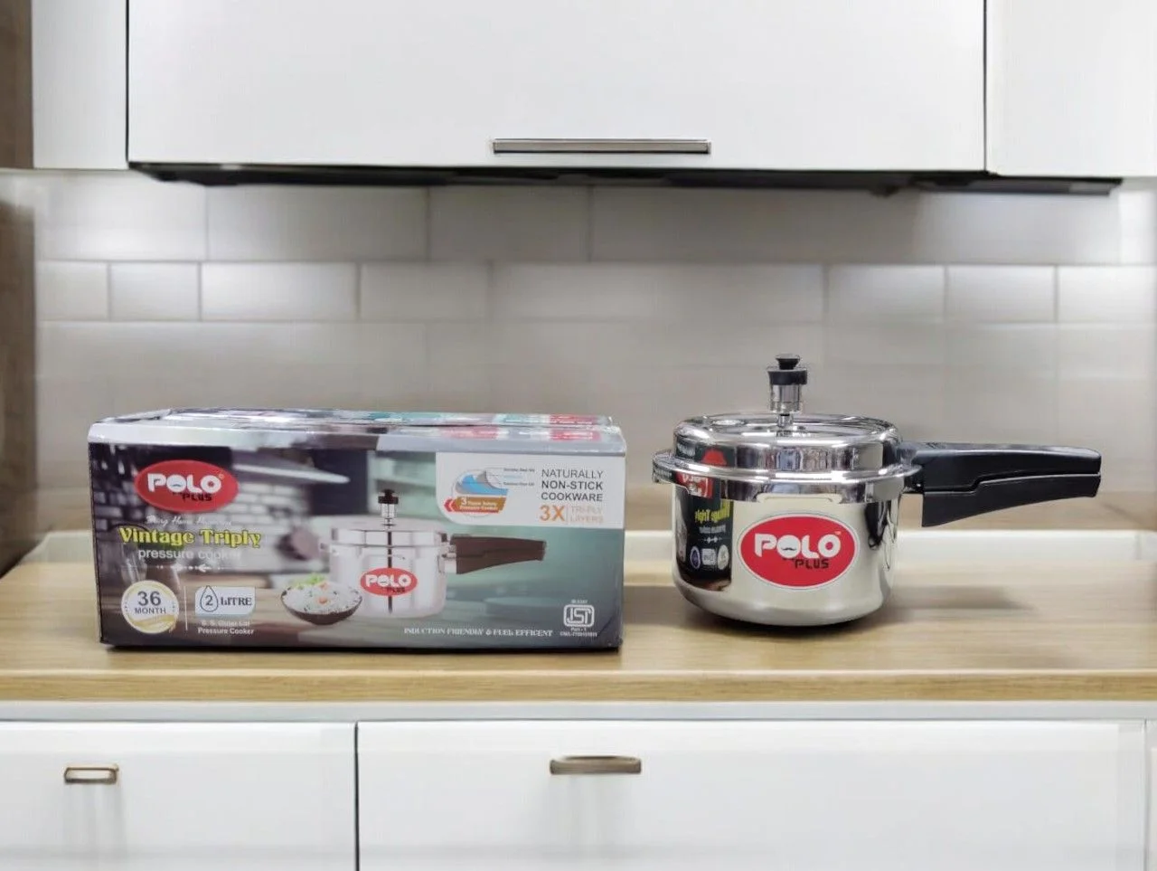 Polo Plus Vintage Triply Outer Lid Induction Base Stainless Steel Pressure Cooker 2 Ltr - Image 3