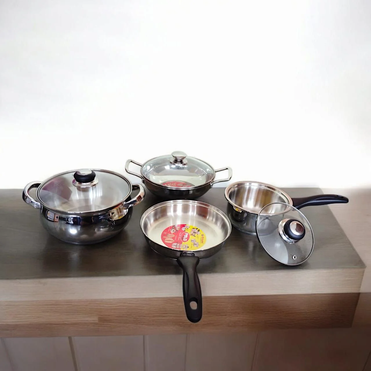 Polo Plus Platinum Series Stainless Steel Induction Friendly 7 Piece Cookware Set