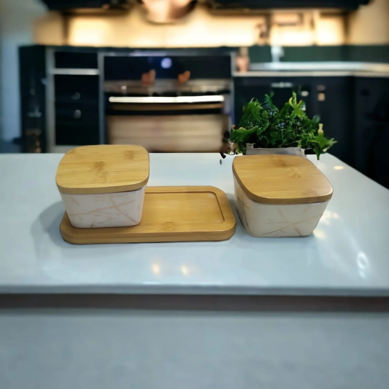 White Gold WG-1607 2 Piece Bowl With Wooden Base - Image 3