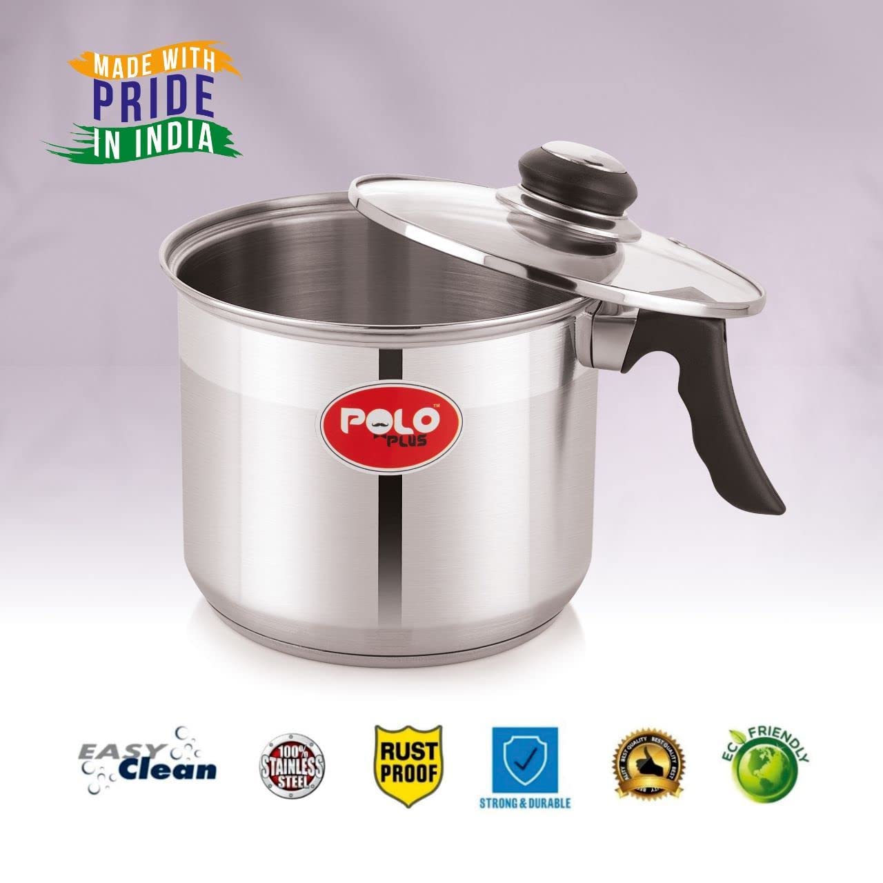 Polo Plus Deep Milk Pot with Glass Lid - 2 Ltr (16cm ) - Image 2