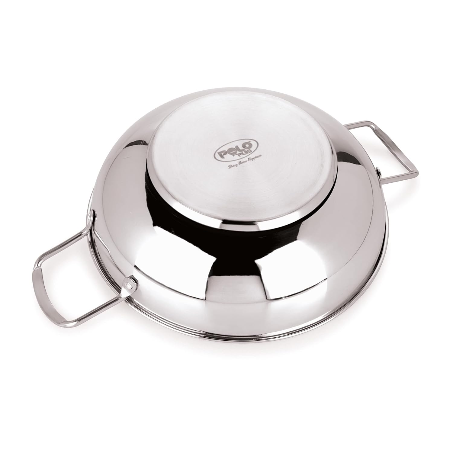 Polo Plus SS Induction Base Kadhai (Wok) with Glass Lid - 24CM (Wire Steel Handle) - Image 3