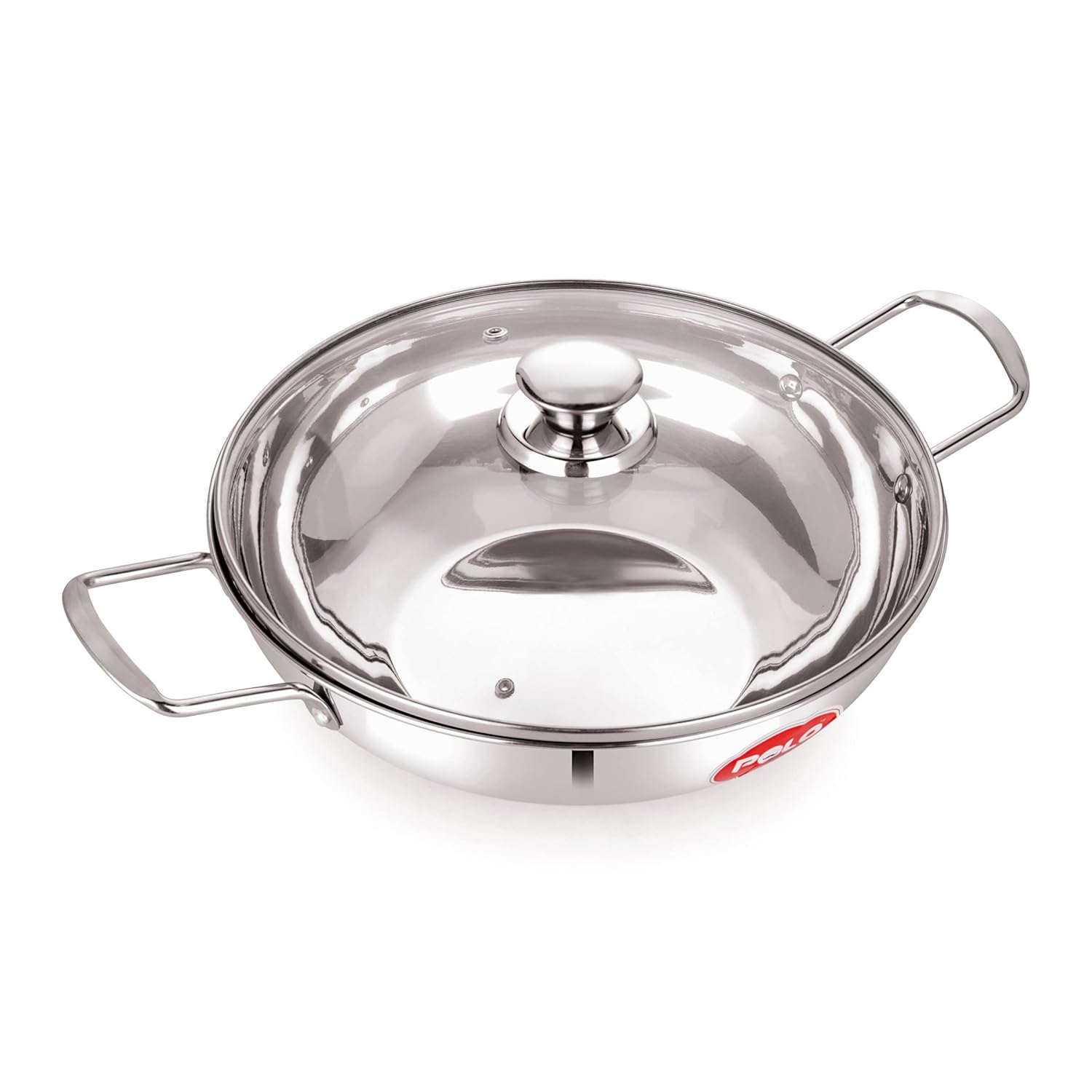 Polo Plus SS Induction Base Kadhai (Wok) with Glass Lid - 24CM (Wire Steel Handle) - Image 2