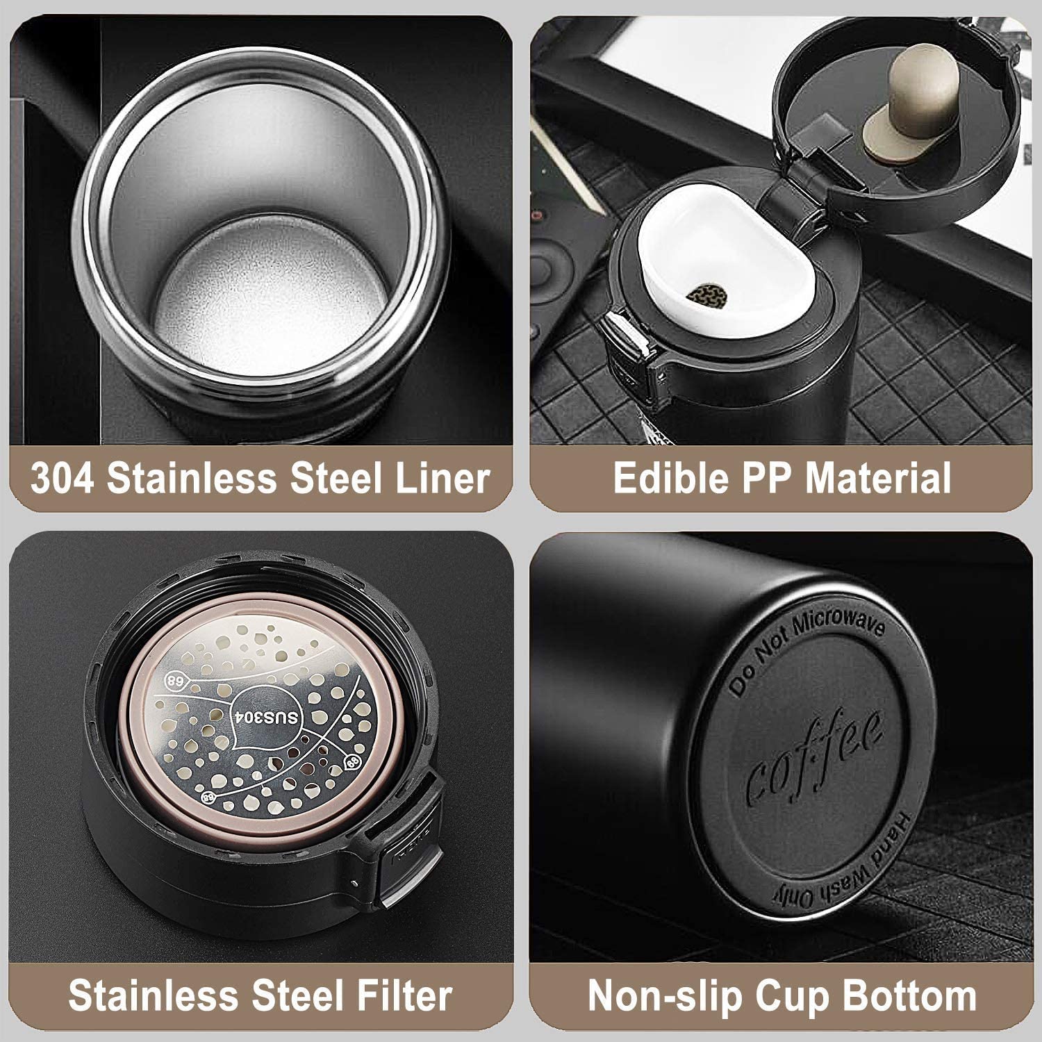 Stainless Steel Vacuum Insulated Travel Mug 330ML – Thermos Coffee Tumbler | Hot & Cold Car Cup - Image 6