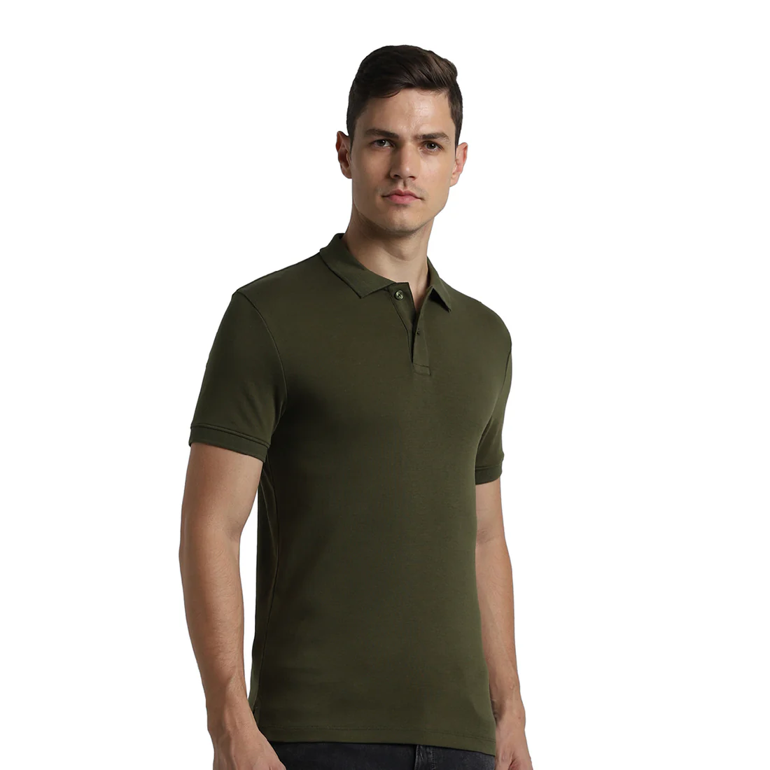 Jack & Jones - Interlock Polo Tshirt - Olive Green - Image 2