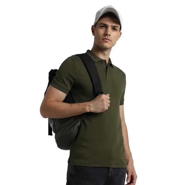 Jack & Jones - Interlock Polo Tshirt - Olive Green - Image 7