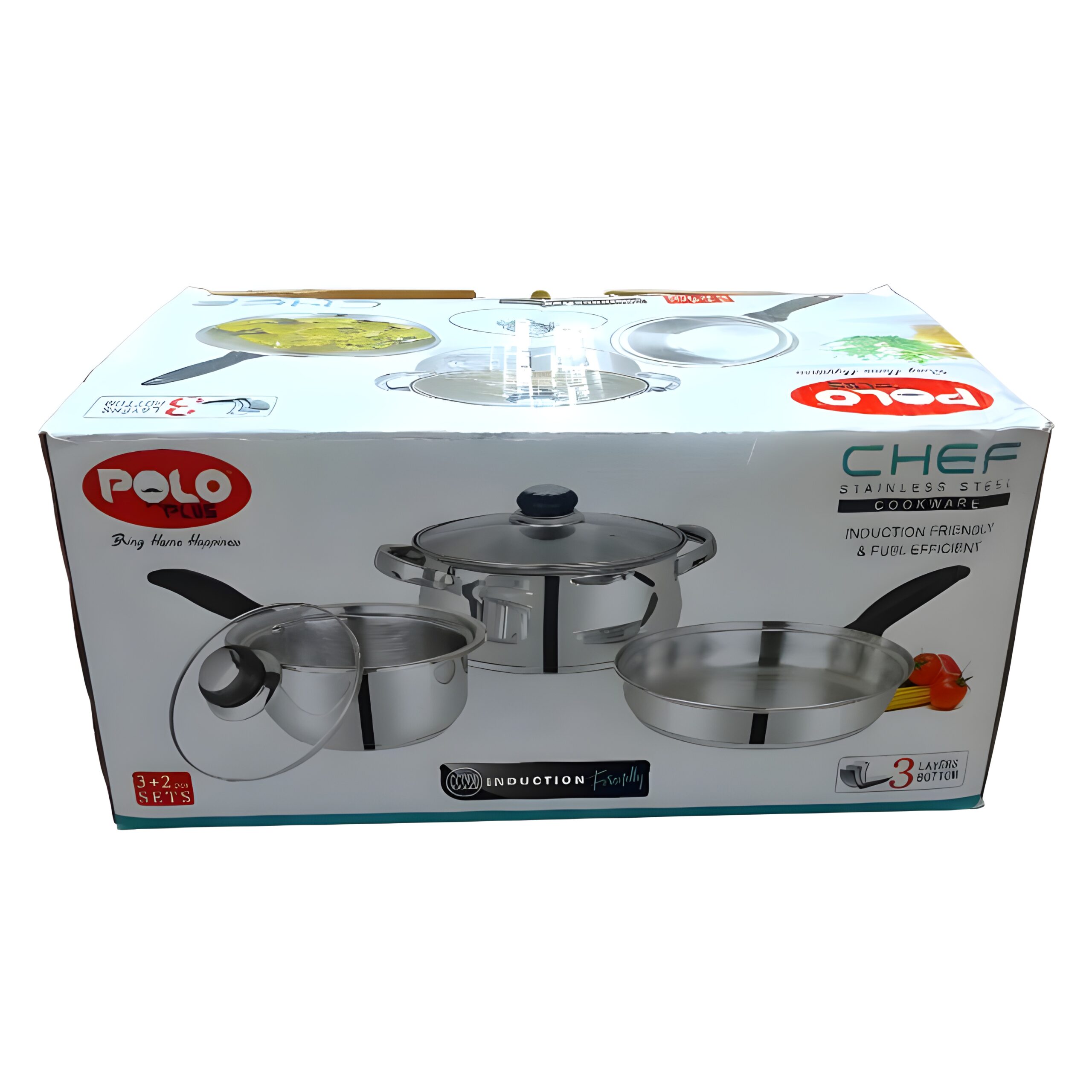 Polo Plus Chef Stainless Steel Induction Base 3+2 Cookware Set - Image 3