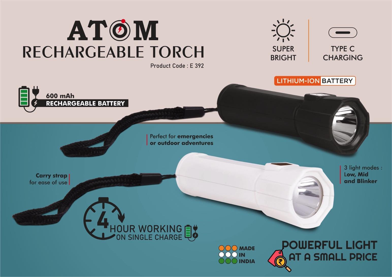 E392 – Atom: Rechargeable Torch