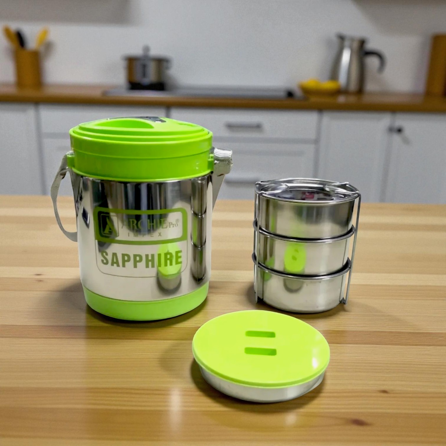 Archie Sapphire 3 Stainless Steel Containers Insulated Tiffin Box