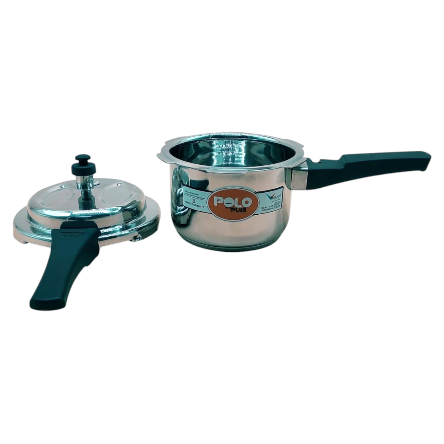 Polo Plus Vintage Elite Outer Lid Iinduction Base Stainless Steel Pressure Cooker 1.5 Ltr - Image 2