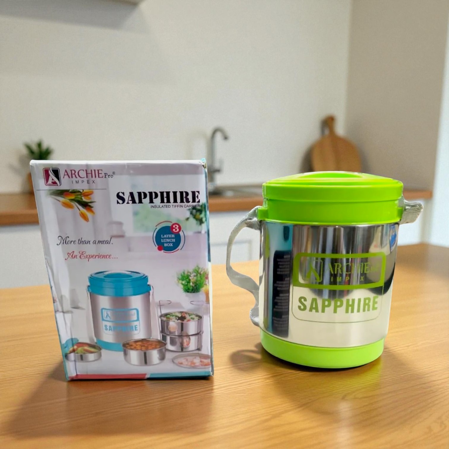 Archie Sapphire 3 Stainless Steel Containers Insulated Tiffin Box - Image 3