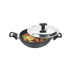 Milton Pro Cook hard anodized kadhai 22cm with lid