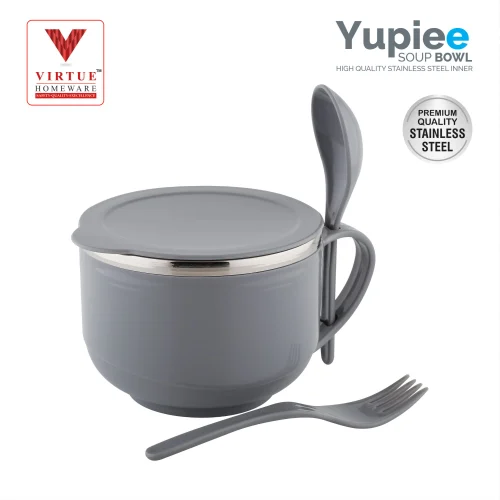 Virtue Yupiee Inner Steel Soup Bowl With Spoons 600ml - Image 3