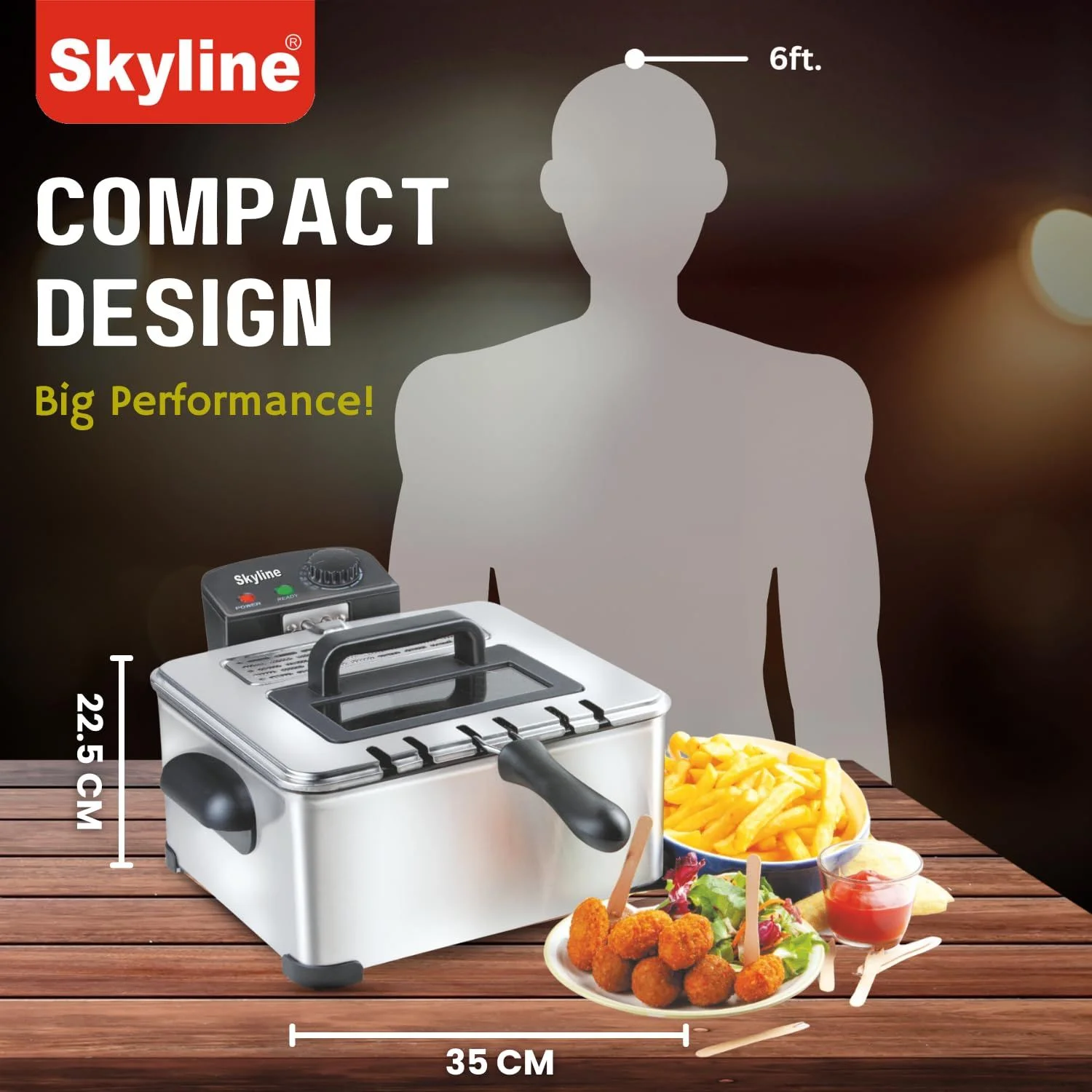 Skyline 2500W Deep Fryer with Triple Basket, 5 Litres VTL-5526 - Image 4