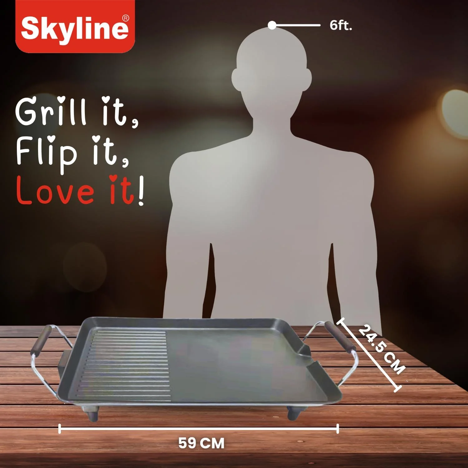Skyline 2-in-1 Electric Dosa & Grill Maker, 1500W VTL-4747 - Image 3