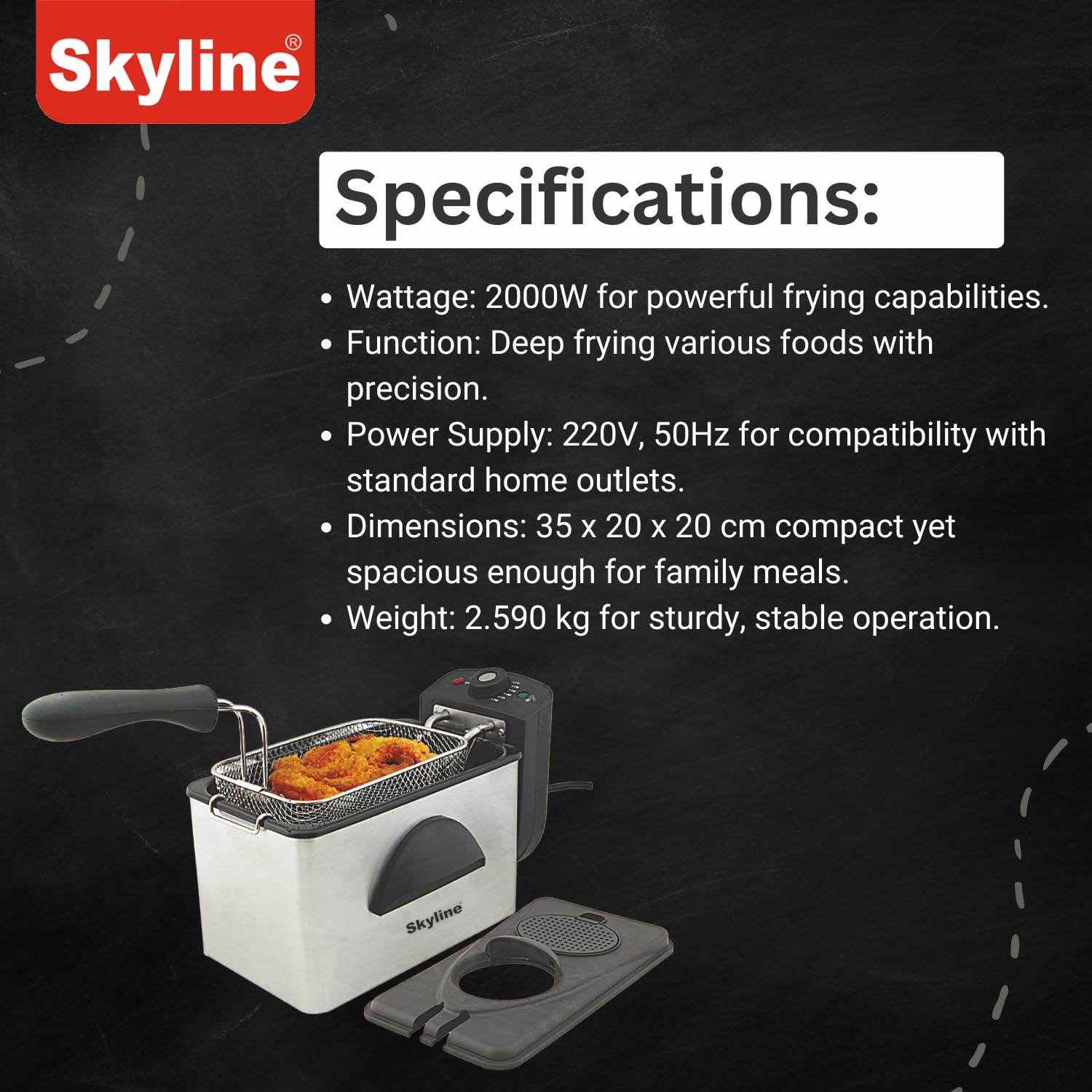 Skyline VTL-5424 2000-Watt Deep Fryer 2 Ltr - Image 4