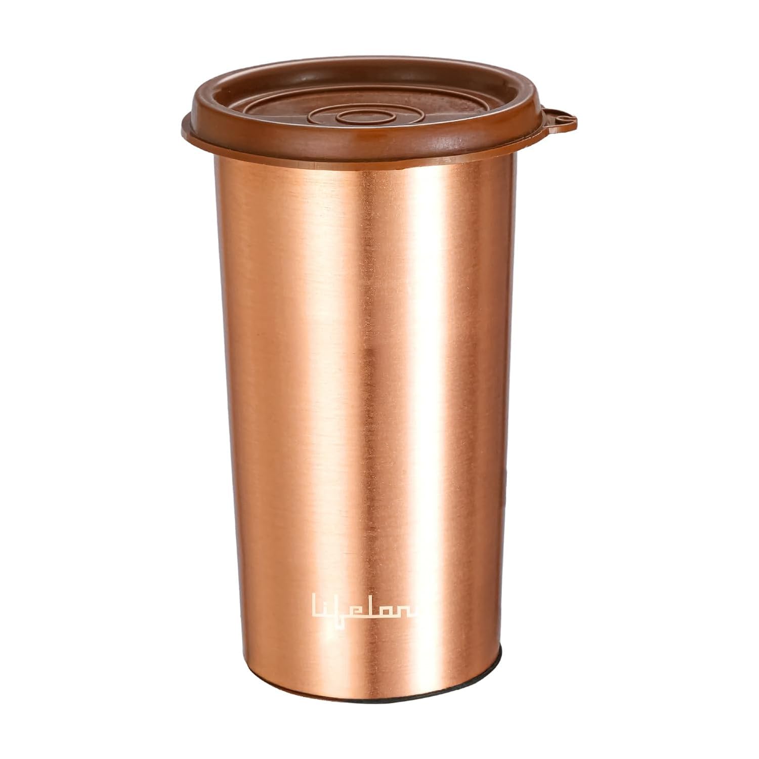 Lifelong 480ml Copper Water Tumbler with Lid – Pure Copper Drinking Glass