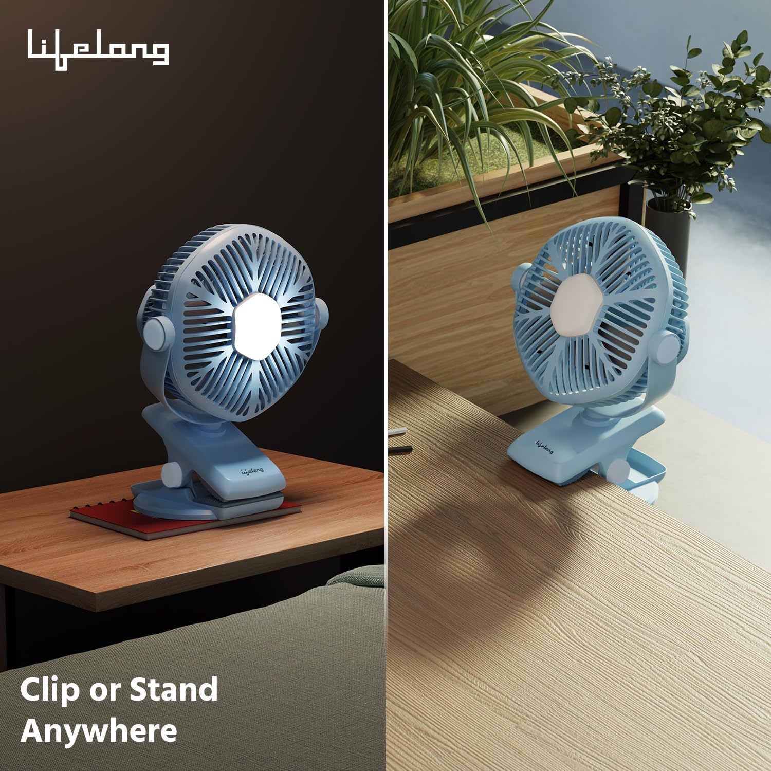 Lifelong 125mm Rechargable Fan with Clip & LED Light - Image 5