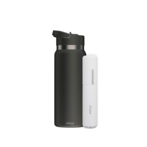 ZeroB H2OHH Portable Water Filter Metal Bottle 600ml Black Front View