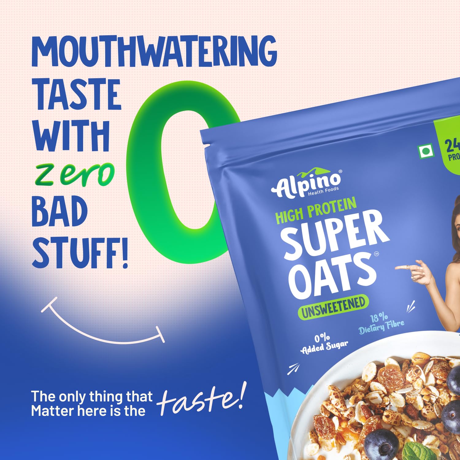 ALPINO 24% High Protein Super Rolled Oats Unsweetened 1kg - Image 3