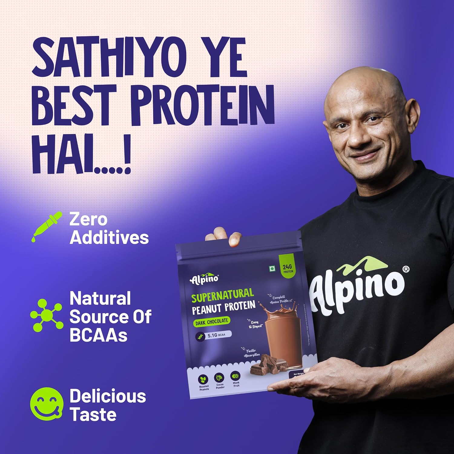 ALPINO Supernatural Peanut Protein Powder Dark Chocolate 1kg - Image 3