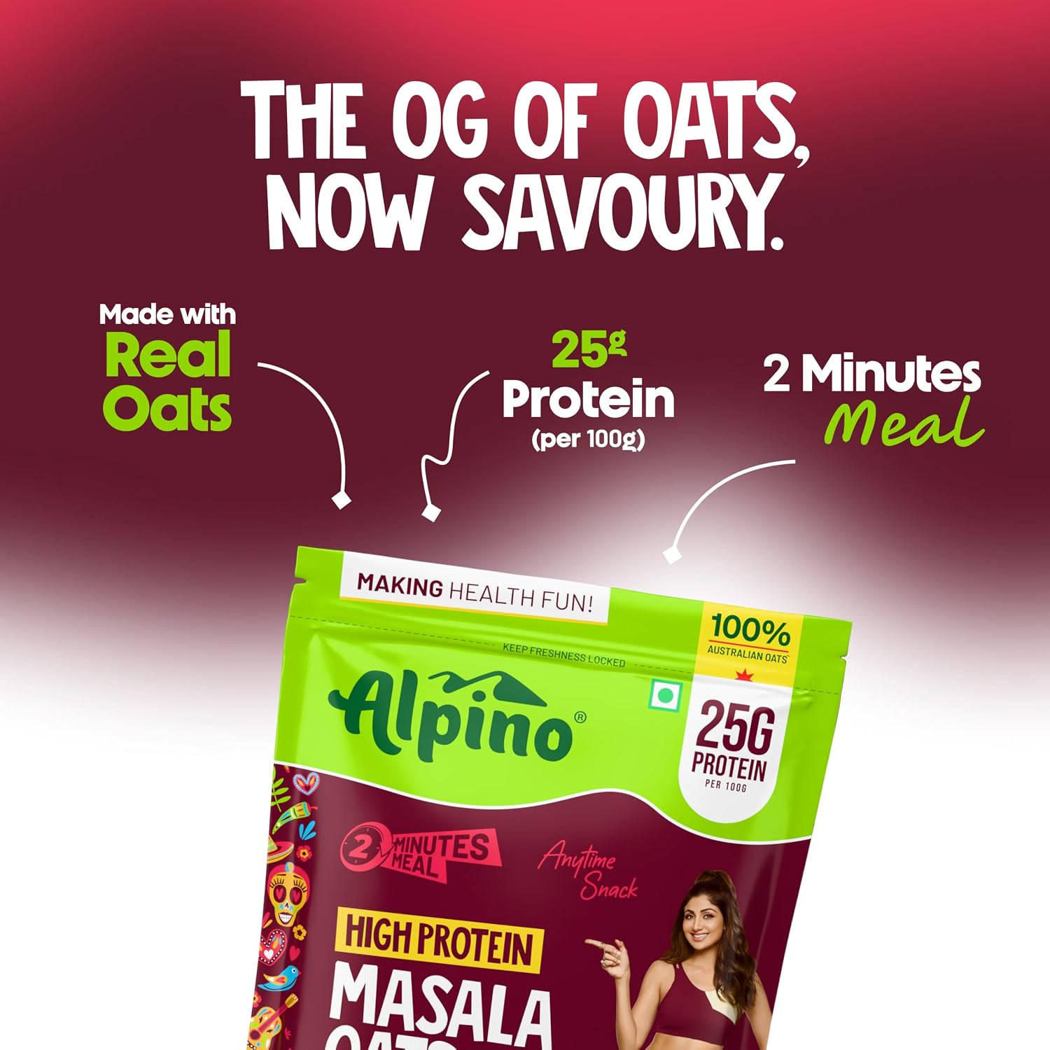 Alpino High Protein Masala Oats – Hot Mexicana (400g) - Image 3