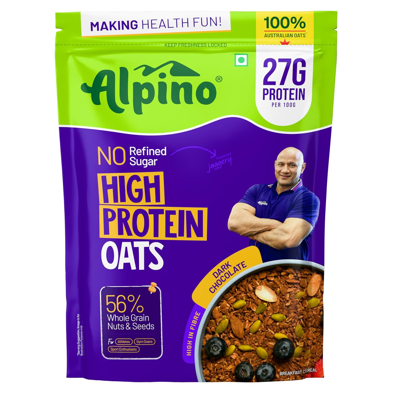 ALPINO 27g High Protein Oats Dark Chocolate 400g