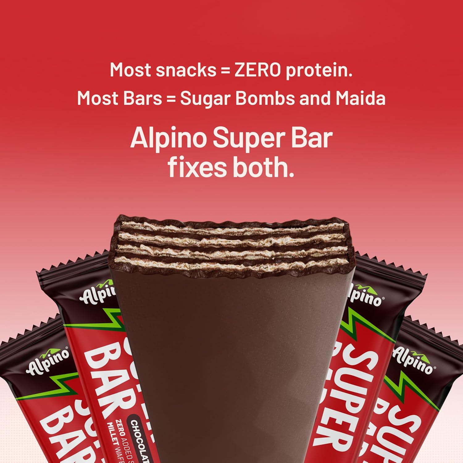 ALPINO 10g High Protein Super Waffer Bar Chocolate 40g - Image 5