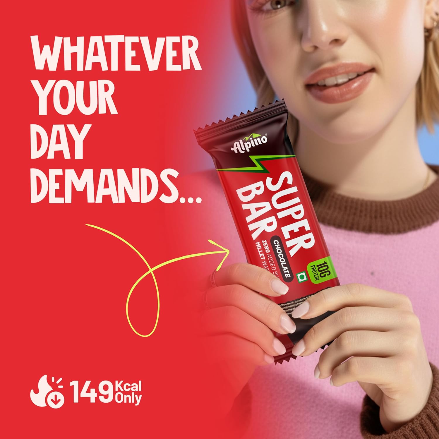 ALPINO 10g High Protein Super Waffer Bar Chocolate 40g - Image 3