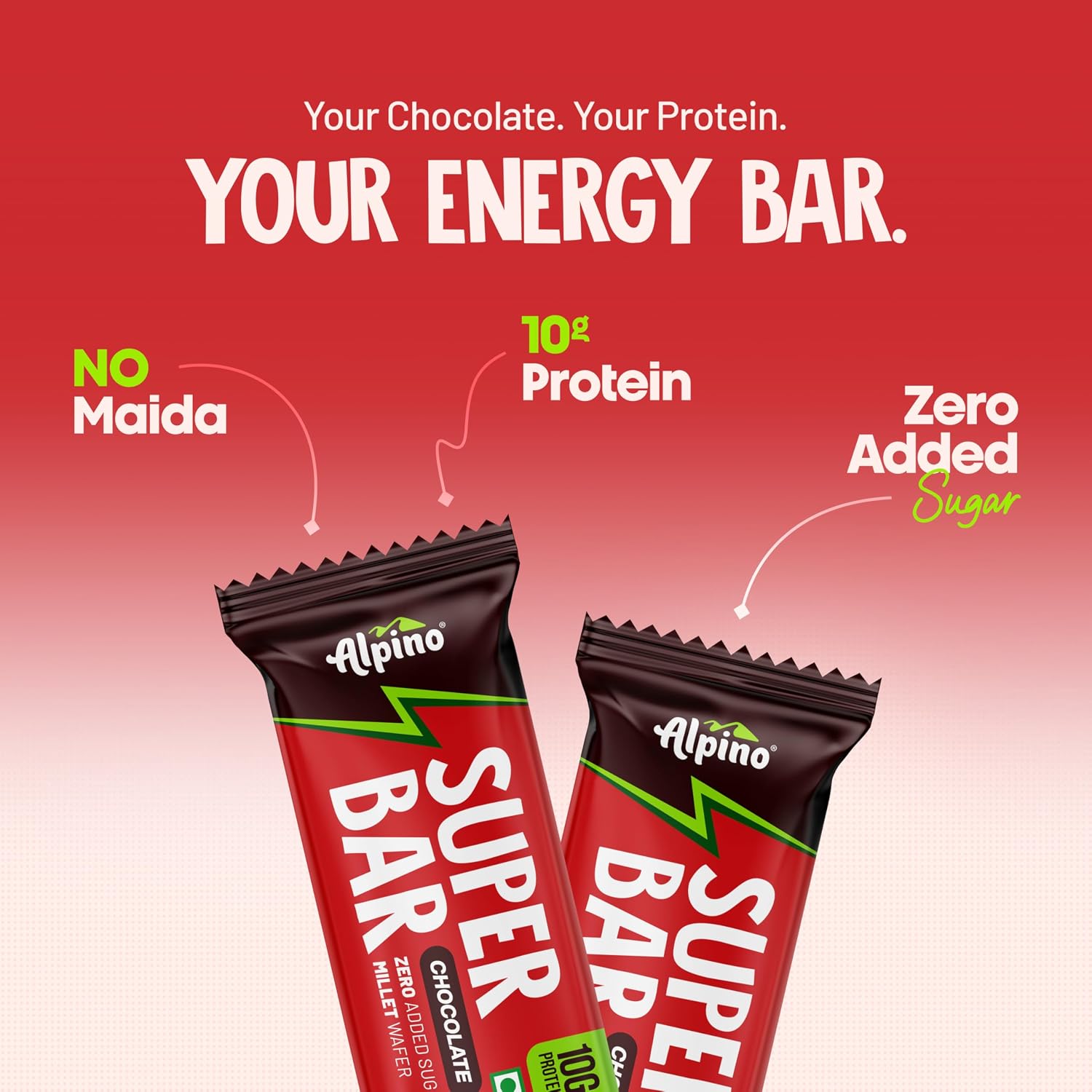 ALPINO 10g High Protein Super Waffer Bar Chocolate 40g - Image 2