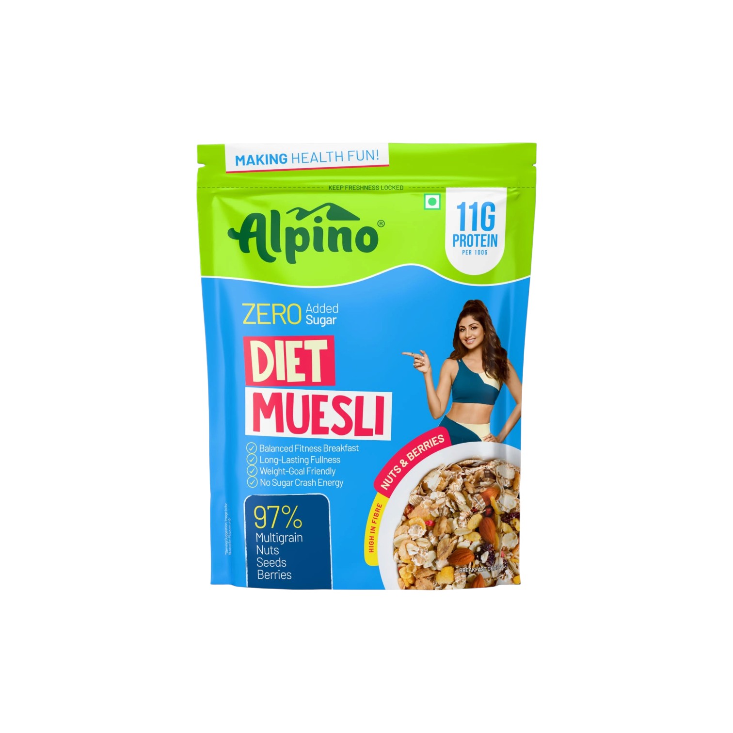 Alpino Diet Muesli Zero Added Sugar -11g Protein per 100g | 400g